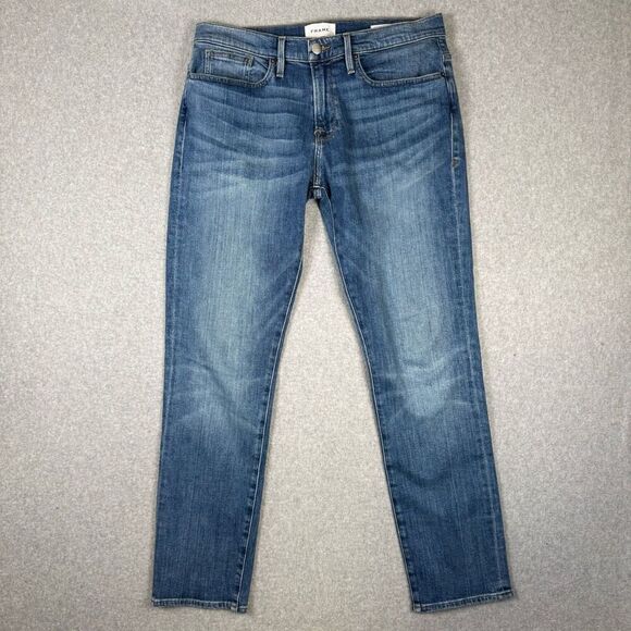 Frame Mens Size 34 L' Homme Slim Denim Jeans Medium Wash Pockets Stretch - Picture 1 of 10